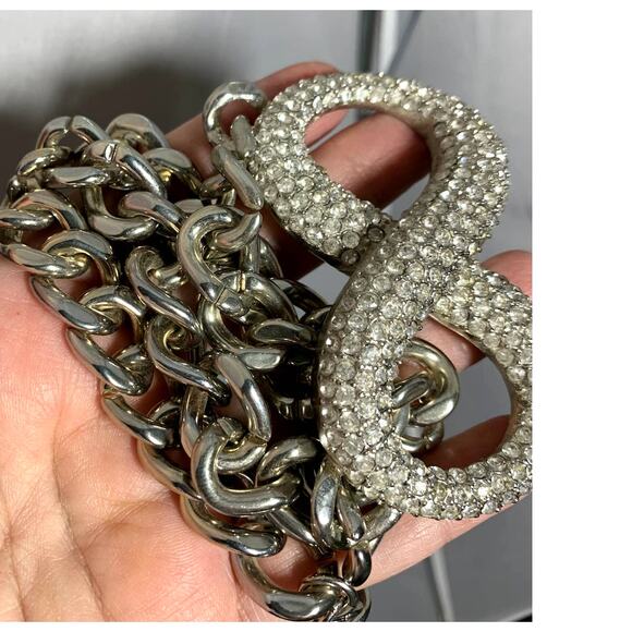 Vintage Chunky Bold Rhinestone Chain Link Infinity Necklace - Picture 6 of 7